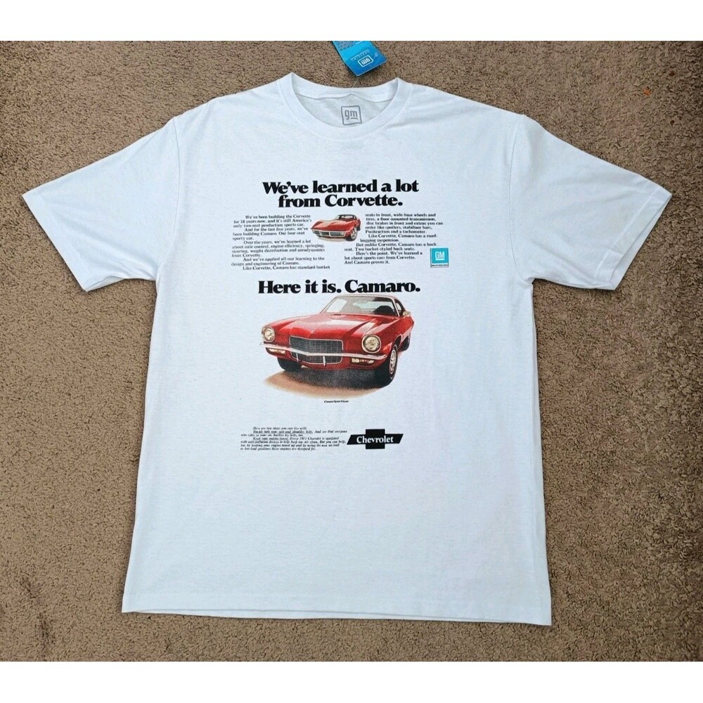 1971 Camaro Sport Coupe Chevrolet Graphic T-Shirt Men's Size Large White